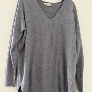 Gray V-Neck oversized Sweater